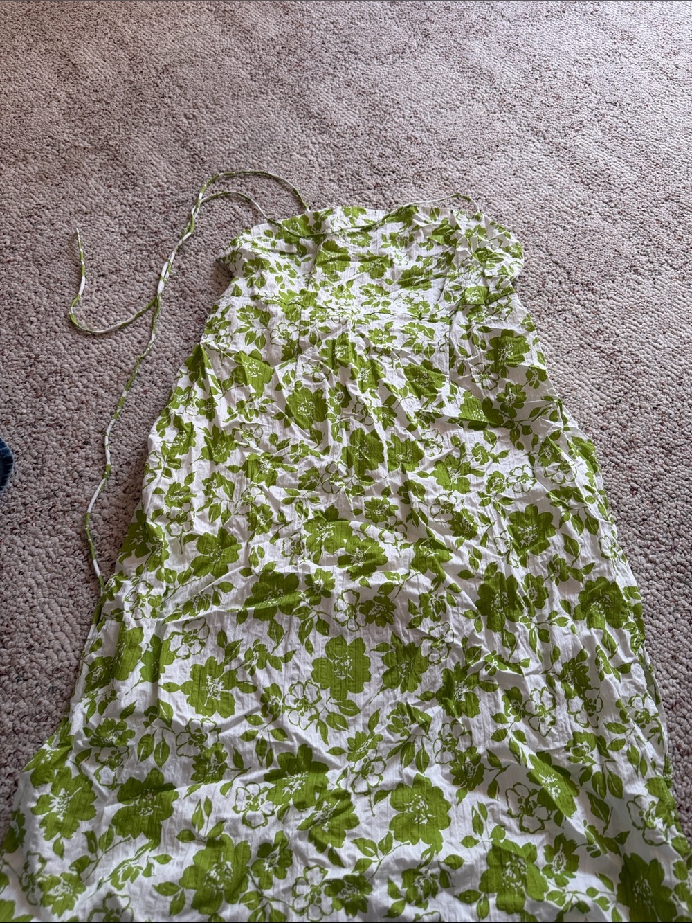 Cider Green and White Floral Backless Dress